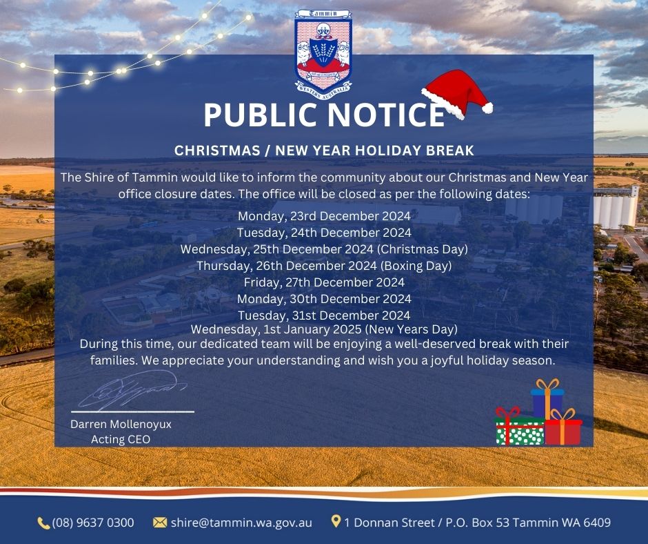 Public Notice - Xmas Closure