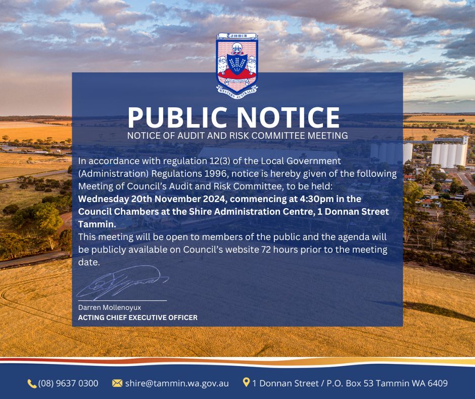 Public Notice - Audit and Risk Committee Meeting