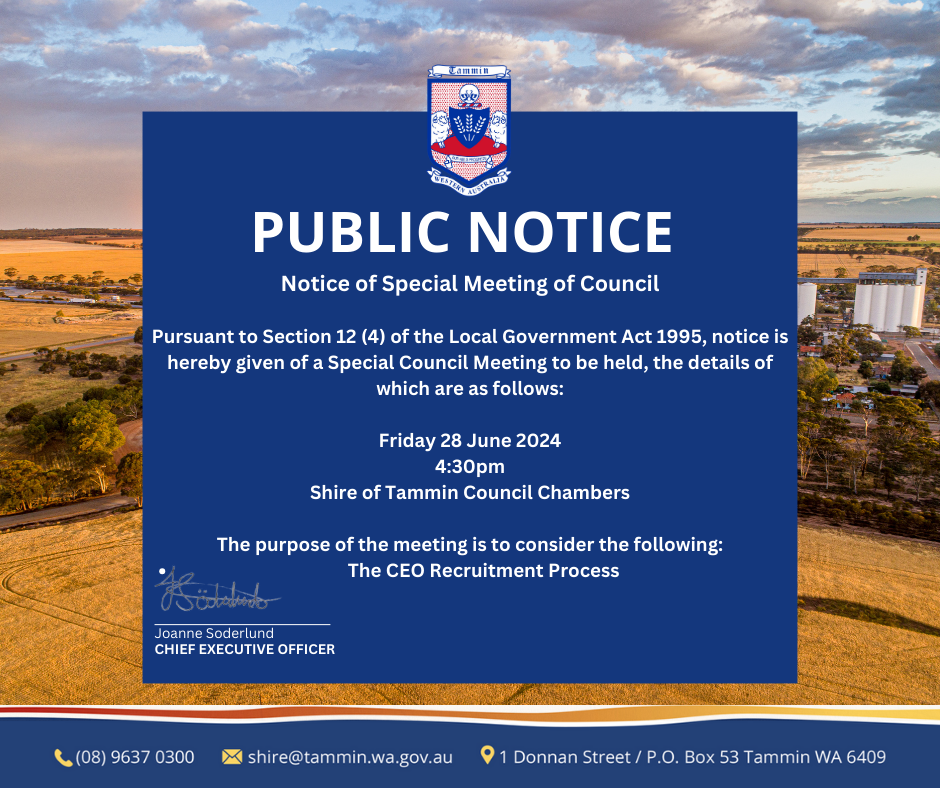 Notice of Special Meeting of Council