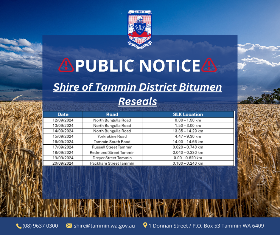 Shire of Tammin District Bitumen Reseals